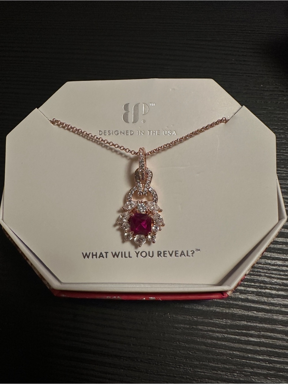 Bomb Party July Birthday Enrapt with a Captivating Glow Necklace on Rose Gold